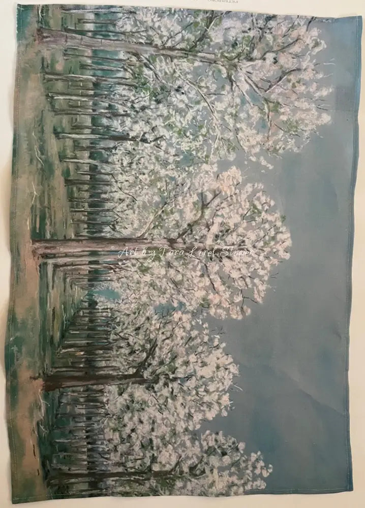 Peach Blossoms - 100% Pure Linen Tea Towel