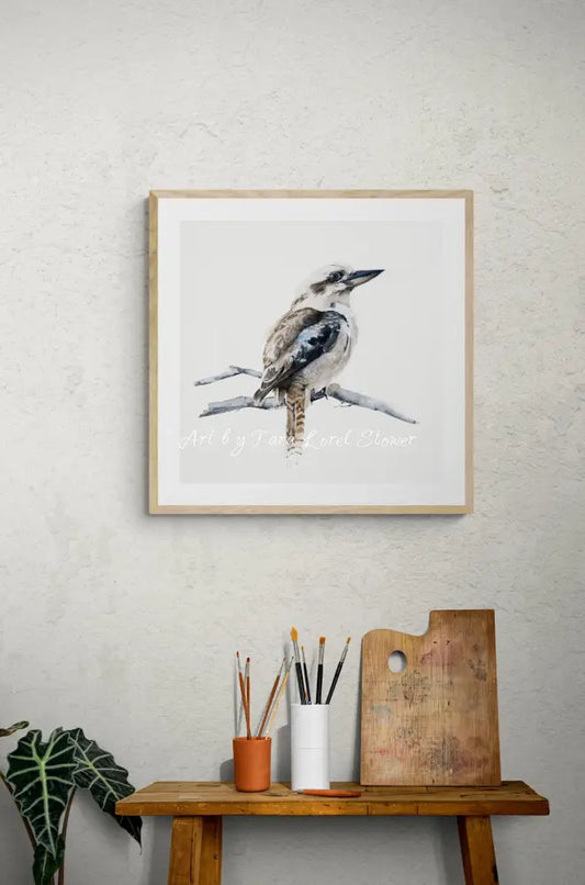 Portrait of a Kookaburra Bird LIMITED EDITION Fine Art Print Artwork by Tara Lorel Stower