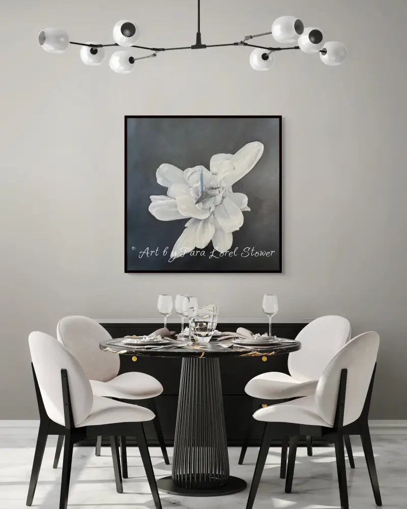 A Pause in the Petals Magnolia flower and bird original oil painting by Tara Lorel Stower