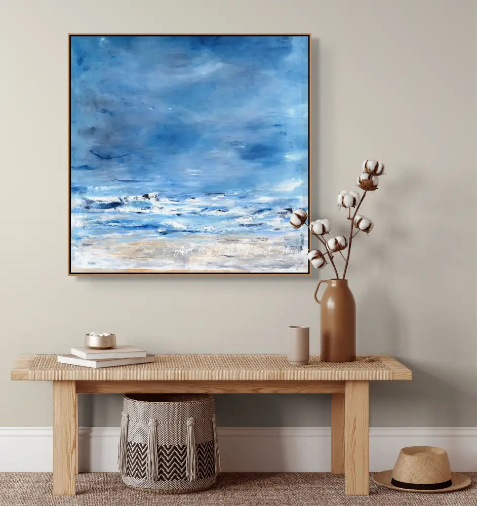 Dancing Tide beach landscape Limited Edition print framed on wall by Tara Lorel Stower