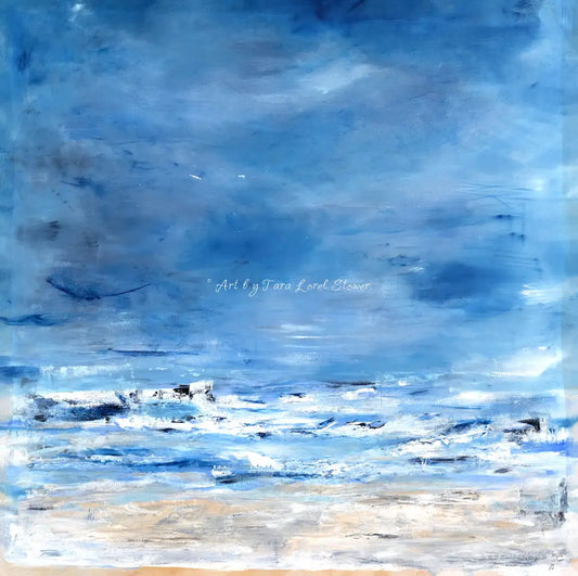 Dancing Tide coastal ocean painting Limited Edition fine art print by Tara Lorel Stower