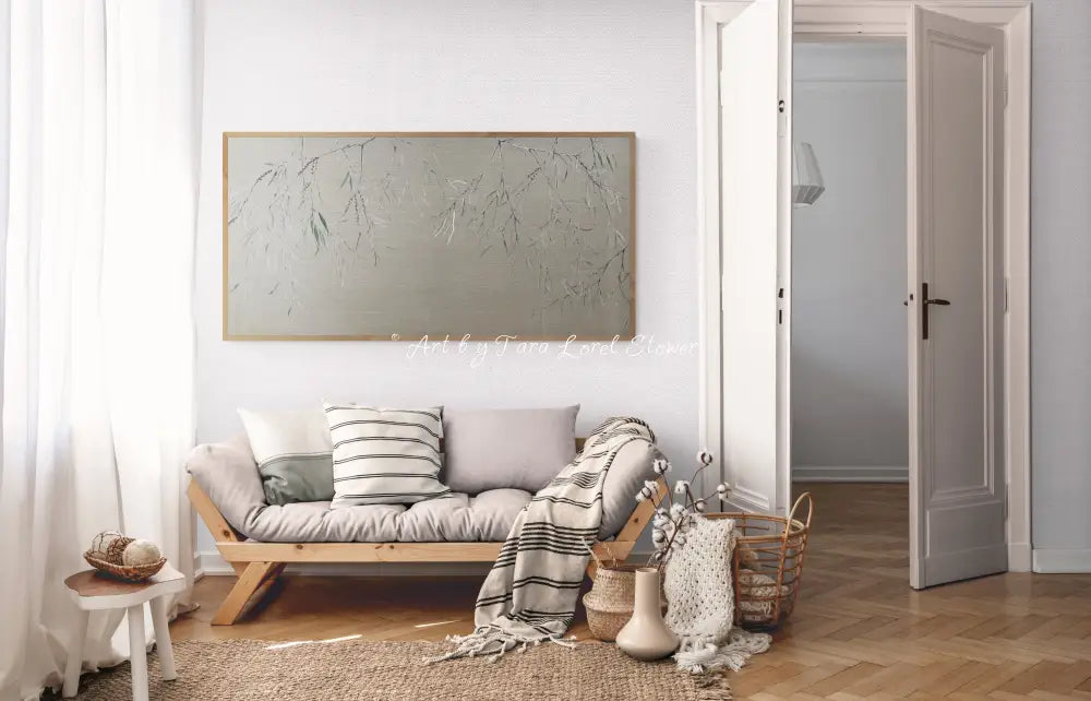 Eucalyptus Veil on Linen Tree canopy and leaves Limited Edition print by Tara Lorel Stower