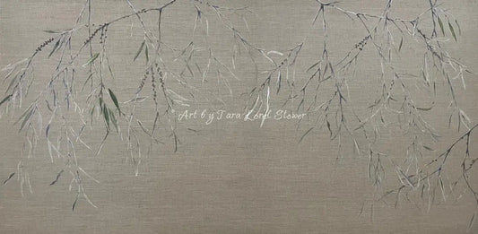 Eucalyptus Veil on Linen Tree canopy and leaves Limited Edition print by Tara Lorel Stower