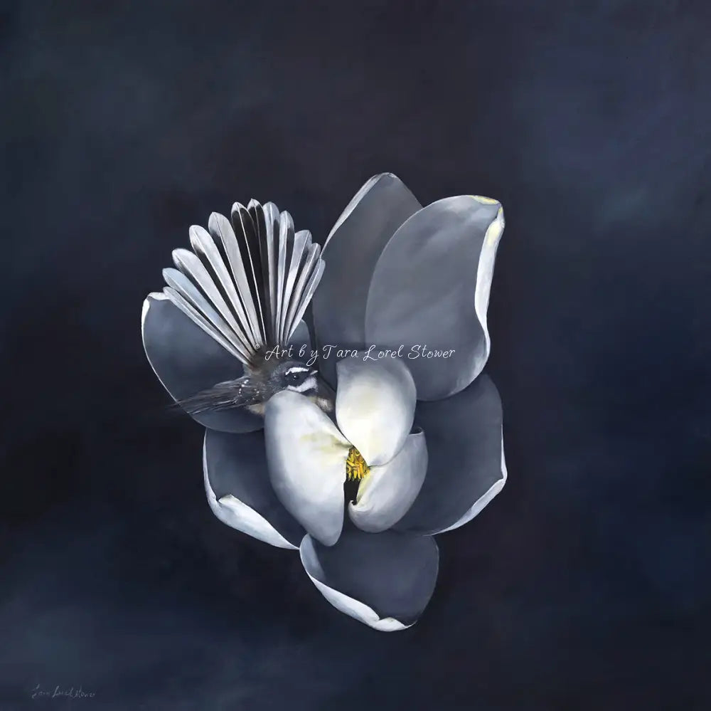 Magnolias Gentle Guardian Magnolia Flower and Bird Oil on Canvas Original painting by Tara Lorel Stower