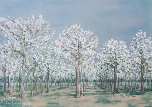 Peach Blossoms Trees Flowers  LIMITED EDITION  Fine Art Print Landscape Sky Artwork by Tara Lorel Stower