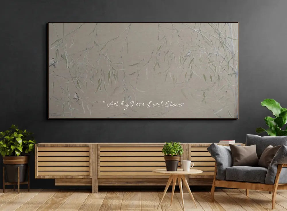 Where the Gum Trees Sing Eucalyptus Tree Leaves Birds Original Acrylic Painting by Tara Lorel Stower