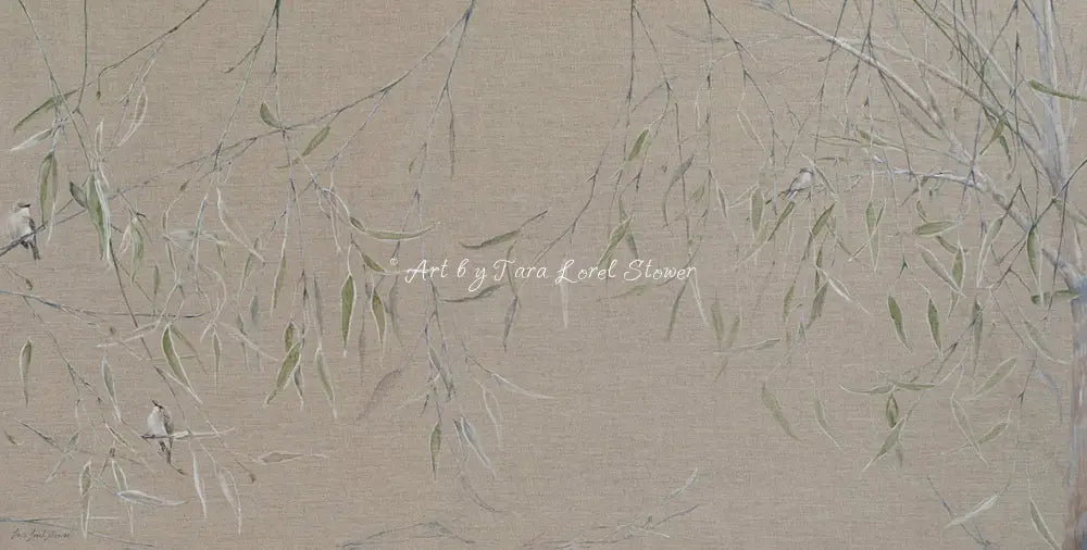 Where the Gum Trees Sing Eucalyptus Tree Leaves Birds Original Acrylic Painting by Tara Lorel Stower